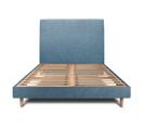 Lit 140x190cm Avec Tête De Lit Tapissier Tissu Et Sommier Kit Bleu