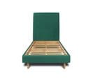 Lit 90x200cm Avec Tête De Lit Tapissier Velours Et Sommier Kit Vert