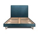 Lit 200x200cm Avec Tête De Lit Tapissier Bouclette Et Sommier Kit Bleu