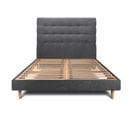 Lit 160x200cm Avec Tête De Lit Capitonnee Tissu Et Sommier Kit Noir