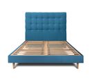 Lit 200x200cm Avec Tête De Lit Capitonnee Velours Et Sommier Kit Bleu