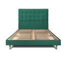 Lit 140x190cm Avec Tête De Lit Capitonnee Velours Et Sommier Kit Vert