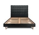 Lit 180x200cm Avec Tête De Lit Capitonnee Bouclette Et Sommier Kit Noir