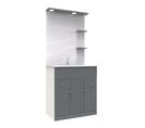 Meuble à Poser Tolede - 80cm - Gris - Pvc Brillant - Livré En Kit