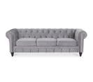 Canapé Chesterfield Velours 3 Places Altesse Argent