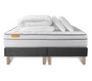 Ensemble Matelas 180x200 + Double Sommiers Gris 90x200 Memo Luxe Ressorts Ensaches + Memoire De Form