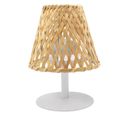 Lampe De Table Sans Fil LED Ibiza Beige Bambou H26cm