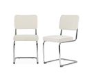 Lot De 2 Chaises Cantilever Tissu Bouclette Texturée Blanc Cassé L46 X P54.5x H84.5cm