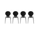 Lot De 4 Chaises Noires Rétro Empilables. Bois D'hévéa Et Contreplaqué. Pieds En Acier. Naomi. L 43