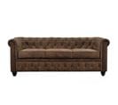 Canapé Chesterfield 3 Places Marron Vieilli