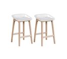 Tabourets D'ilot 65 Cm Malmo Pieds Chêne Assise Plastique Blanche -lot De 2