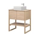 Meuble De Salle De Bain L70 Cm Avec Vasque Bois Clair