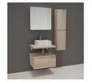 Meuble De Salle De Bain L60 Cm Avec Vasque Et Miroir Décor Chêne