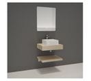 Meuble De Salle De Bain L60 Cm Avec Vasque Et Miroir Bois Foncé