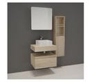 Meuble Salle De Bain L60 Cm Avec Colonne, Vasque Et Miroir Décor Chêne