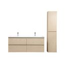 Meuble Double Vasque 120cm Avec Plan Céramique Sorrento Décor Chêne + Colonne