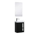 Meuble Lave-mains Hampton Noir Avec Vasque Blanche + Miroir