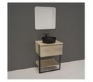 Meuble De Salle De Bain Bois Et Métal 60 Cm Nina Avec Vasque Et Miroir