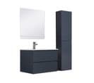 Meuble Simple Vasque 60cm Avec Vasque, Miroir Et Colonne Sorrento Gris