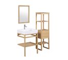 Meuble De Salle De Bain 60 Cm Hopp Avec Colonne, Miroir Et Vasque Rectangulaire