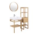 Meuble De Salle De Bain 60 Cm Hopp Avec Colonne, Miroir Rond Et Vasque Carrée Andy