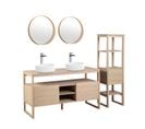 Meuble Sous Vasque Plaqué Chêne Naturel Atoll 140cm+vasqueblanche+miroir+co