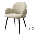 Alice-chaise En Tissu Bouclé Mastic Et Pieds Métal Noir (x2)