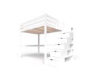 Lit Mezzanine Sylvia Avec Escalier Cube Bois, Couleur: Blanc, Dimensions: 140x200