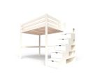 Lit Mezzanine Sylvia Avec Escalier Cube Bois, Couleur: Ivoire, Dimensions: 140x200