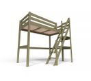 Lit Mezzanine Sylvia Avec Escalier De Meunier Bois, Couleur: Taupe, Dimensions: 90x200