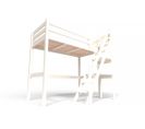 Lit Mezzanine Sylvia Avec Escalier De Meunier Bois, Couleur: Ivoire, Dimensions: 90x200