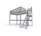 Lit Mezzanine Sylvia Avec Escalier De Meunier Bois, Couleur: Gris Aluminium, Dimensions: 120x200