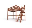 Lit Mezzanine Sylvia Avec Escalier De Meunier Bois, Couleur: Chocolat, Dimensions: 120x200