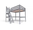 Lit Mezzanine Sylvia Avec Escalier De Meunier Bois, Couleur: Gris Aluminium, Dimensions: 140x200