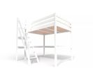 Lit Mezzanine Sylvia Avec Escalier De Meunier Bois, Couleur: Blanc, Dimensions: 140x200