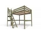 Lit Mezzanine Sylvia Avec Escalier De Meunier Bois, Couleur: Taupe, Dimensions: 140x200