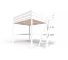 Lit Mezzanine Sylvia Avec Escalier De Meunier Bois, Couleur: Blanc, Dimensions: 160x200