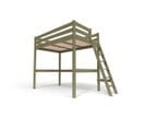 Lit Mezzanine Sylvia Avec Échelle Bois, Couleur: Taupe, Dimensions: 120x200