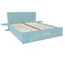 Lit Happy + Tiroirs + Chevets Amovibles - 2 Places, Couleur: Bleu Pastel, Dimensions: 140x190