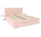 Lit Happy + Tiroirs + Chevets Amovibles - 2 Places, Couleur: Rose Pastel, Dimensions: 140x190