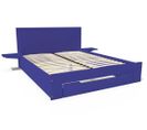 Lit Happy + Tiroirs + Chevets Amovibles - 2 Places, Couleur: Bleu Foncé, Dimensions: 140x200