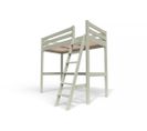 Lit Mezzanine Sylvia Avec Échelle Bois, Couleur: Moka, Dimensions: 90x200