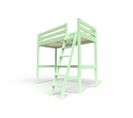 Lit Mezzanine Sylvia Avec Échelle Bois, Couleur: Vert Pastel, Dimensions: 90x200