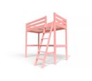 Lit Mezzanine Sylvia Avec Échelle Bois, Couleur: Rose Pastel, Dimensions: 90x200