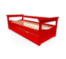 Lit Gigogne Topaze Pin Massif, Couleur: Rouge, Dimensions: 90x190