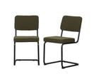 Lot De 2 Chaises Cantilever Bouclette Texturée Verte. Maja. L46 X P54.5x H84.5cm