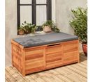 Coffre De Jardin En Bois 200l - Caja Gris- 125x60cm Rangement Coussins Avec 2 Vérins Et Poignées