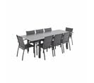 Salon De Jardin Table Extensible - Chicago Anthracite/gris Taupe - Table En Aluminium 175/245cm