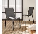 Lot De 2 Chaises - Chicago / Odenton Anthracite - En Aluminium Anthracite Et Textilène Gris Taupe.