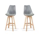 Lot De 2 Tabourets De Bar Grises - Gotteborg